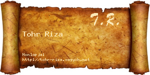 Tohr Riza névjegykártya